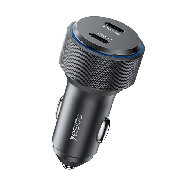Y48 YESIDO 2 Type-C Port PD 30W 20W Compatible Fast Charging USB C Car Charger