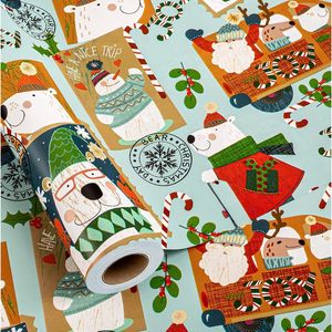 MAYPLUSS Christmas Gift <b>Wrapping</b> <b>Paper</b> 17 Inch X 33 Feet Polar Bear Snowman Design Eco-Friendly Craft Use - Product Image 1