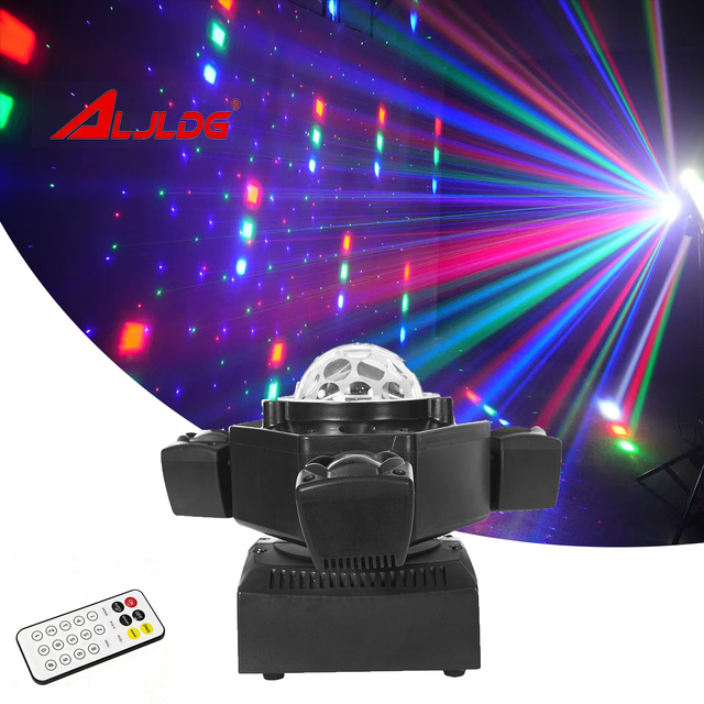 Professional 3-Headed Effect Light with Red/Green Laser and 10W Golden Strobe,Sound Control, for Stage Disco Bar Events