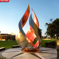 Sculpture de flamme abstraite YOUFINE en acier inoxydable de grande taille, décoration artistique moderne pour place publique