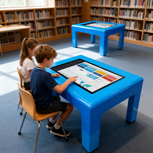 Mesa Interactiva Inteligente ETTO de 43 Pulgadas para Niños, Android 14.0, Pantalla Táctil Capacitiva FHD de 10 Puntos, Tipo Piso, para Centros Comerciales - Product Image 1