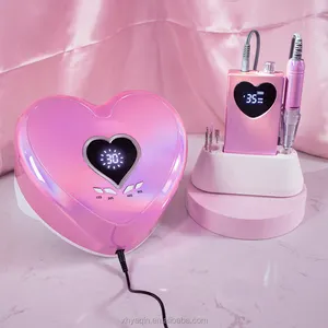 Pink Heart Shape Elegant Design 96W Hybrid Pro Cure UV LED Nail Lamp Professional Gel Polish Machine Manicure Nail Lamp