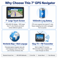Navigateur GPS Windows CE 7 pouces, écran tactile TV numérique 1Seg, cartes mondiales, Bluetooth, émetteur FM, lecteur multimédia OEM