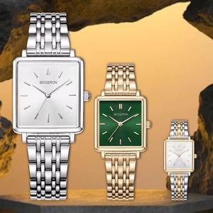 Reloj de Cuarzo Analógico Cuadrado de Lujo para Mujer, con Correa de Acero Inoxidable, Logotipo Personalizado, Diseño Personalizado para Mujer, a la Moda - Product Image 1