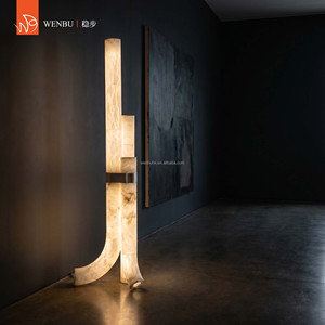 Lampe sur pied en albâtre espagnol pour salon, luminaire artistique de luxe en pierre naturelle - Product Image 3