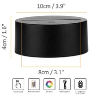 Support de lampe LED 7/16 couleurs, base de lampe 3D illusion, lampe LED acrylique anime, veilleuse avec câble USB et télécommande