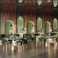 Meubles de café modernes en bois demi-circulaires, canapé, banquette, table et chaise pour restaurant