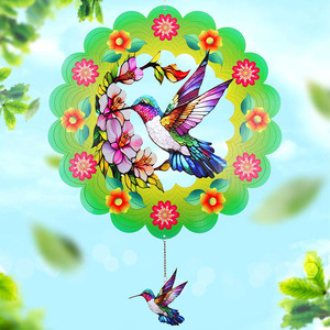 Décoration Suspendue pour Jardin d'Oiseaux : Éolienne 3D en Acier Inoxydable de 12 Pouces avec Sculpture Éolienne à Queue pour Patio - Product Image 1