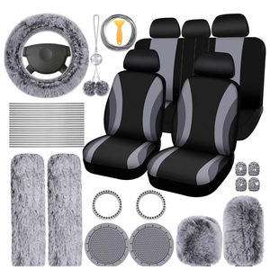 Housse de ceinture de sécurité Épaulière Tasse Dessous de verre Tapis Voiture Suspendu Volant <span class=keywords><strong>Couverture</strong></span> Fourrure Velours Court En Peluche Moelleux <span class=keywords><strong>Siège</strong></span> De Voiture <span class=keywords><strong>Couverture</strong></span> Ensemble - Product Image 1
