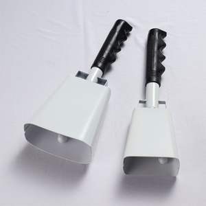 Campana de mano blanca de metal, instrumento Orff con mango largo, accesorio musical para niños, para acompañamiento de batería - Product Image 5