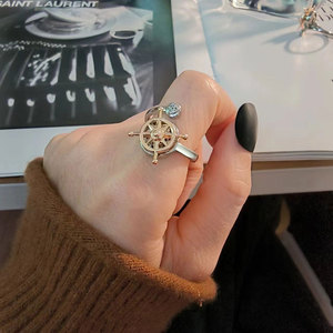 Anillo Giratorio con Piedras Preciosas, Sin Deslustre, Ecológico, Chapado en Oro sobre Cobre, con Diseño de Brújula, Joyería Masculina para Compromiso, Venta al por Mayor, Personalizado - Product Image 3