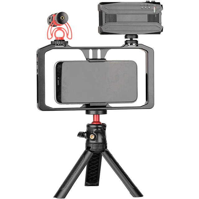 Manbily MT-05VL Video Shooting LED Light Portable Tripod Live Microphone Selfie Stick Speaker Shotgun Microphone
