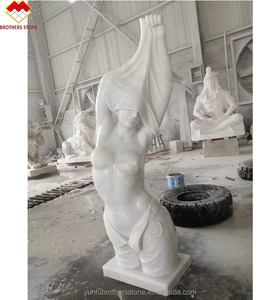 手彫り石像 女性像 裸婦 ポーズをとる石像 セクシーな女性 大理石像 - Product Image 2