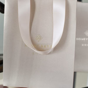 Custom Luxury White Paper Silver Foil <b>Bag</b> with Ribbon Handle Reusable for Promotion Food & Cosmetic Packaging <b>Crafts</b> - Product Image 1