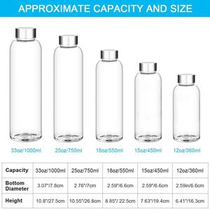 Bouteille en verre borosilicate personnalisable en gros de 550 ml et 1000 ml avec couvercles portables en bambou, bouteille d'eau en verre transparent avec étui - Product Image 5