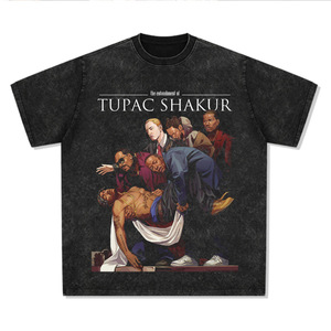 2Pac <span class=keywords><strong>Tupac</strong></span> ha sfangato la t-shirt Hip Hop stampata omaggio 100% cotone modello di carattere intrecciato europeo High Street americano - Product Image 6