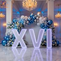 Lettres et chiffres néon LED RGB en métal de 3FT et 4FT pour décorations de fête d'anniversaire (15e, 16e), demande en mariage, anniversaire de mariage, Noël