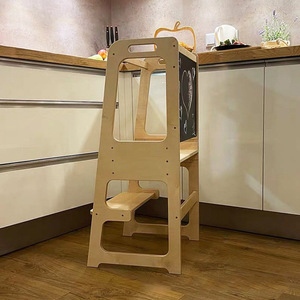 Torre de Aprendizaje Montessori de Madera con Pizarra para Niños, Taburete de Cocina y <span class=keywords><strong>Silla</strong></span> de Seguridad para Estar de Pie - Product Image 2