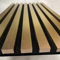 Paneles Acústicos Decorativos de Revestimiento de PU Dorado y Plateado al por Mayor, Paneles Acústicos de Listones para Reducción de Sonido para el Hogar y Gimnasio APK022