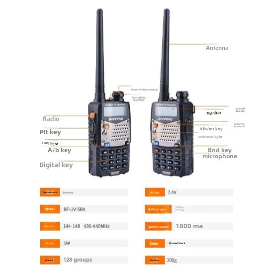 UV-5RA Outdoor Portable Handheld Walkie Talkie Long Battery Life  Maritime Factory Direct Supply for Dropshipping