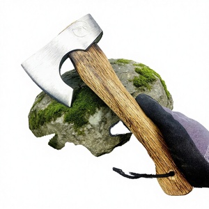 Thewizcrafts Hachette de camping mini à dos plat en acier au carbone forgé à la main, manche en bois, qualité DIY et industrielle, pour survie en extérieur - Product Image 3