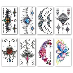 Tatuaggio Temporaneo Ecologico a Forma di Cuore <span class=keywords><strong>con</strong></span> Lucchetto e Rosa, Grande Formato 90x190mm, Adesivi per <span class=keywords><strong>Tatuaggi</strong></span> Sexy sul Petto - Product Image 5