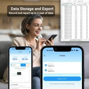 Sensor Inteligente de Temperatura y Humedad con Control por Aplicación Móvil, Termohigrómetro con Alarma, Integración con el Hogar, Diseño Plegable, OEM ODM - Product Image 3