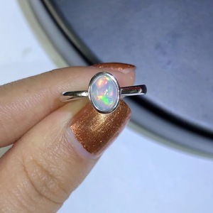Aimgal Fine Jewelry Vintage Natural White <strong>Opal</strong> Gemstone <strong>Ring</strong> 18K Gold S925 Silver Sterling for Wedding - Product Image 1