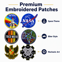 Patch brodé rond thermocollant NASA Moto Moteur Spatial Badge Tactique Applique Vêtement Logo Personnalisé Broderie