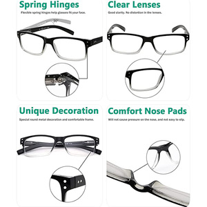 Lunettes de lecture de qualité ultra légères à charnière à ressort <span class=keywords><strong>2023</strong></span> Nouvelle forme rectangulaire tendance Lunettes de lecture pour femmes et hommes - Product Image 5