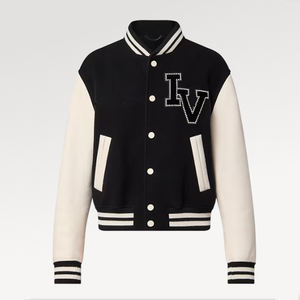 OEM مخصص للرجال كلية ليترمان جاكيت اسكواش أسود الأكمام جلد طبيعي جودة عالية اللؤلؤ مطرز سترات الرجال - Product Image 1