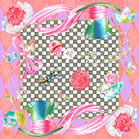 Tapis de Mahjong Thème Halloween Série M176, Motif Floral Rose et Ruban, Design Damier, Tapis de Table Antidérapant pour Fêtes et Jeux de Loisirs