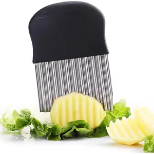 Black Stainless Steel Crinkle Cutter Potato Chips Cutter Vegetable Wavy Blade Cutter