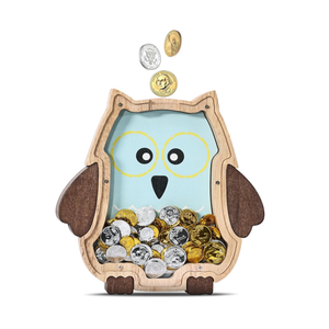 고품질 투명 나무 올빼미 저금통 (동전 보관 가능) - 친환경적이고 휴대 가능 - Product Image 1