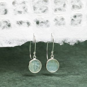 Aquamarine Drop <b>Earrings</b> 925 Sterling Silver Ear Wires Long Statement Gemstone <b>Earrings</b> Gift For Mom Wife Sister - Product Image 5