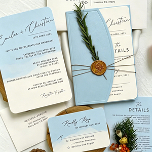 Paquete de Invitaciones de Boda al por Mayor, Juego Completo con Sobres, Tarjetas RSVP, Tarjetas de Itinerario, Sello Dorado, Papel de Tamaño Personalizado, Entrega Rápida de Muestras - Product Image 1