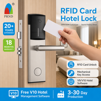 Cerradura de Puerta de Hotel de Acero Inoxidable Pulido, Sin Contacto, Sin Llave, Control de Acceso RFID, Tarjeta + Llave, Software de Gestión de Desbloqueo