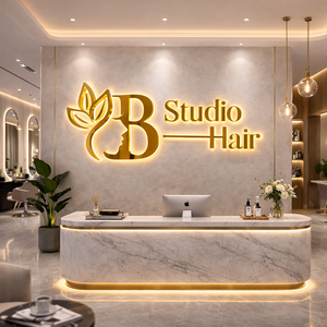 LC Custom Led Signs for Business Name Signage Led <strong>Sign</strong> 3D Stainless Steel LED <strong>Lighted</strong> Hair Salon <strong>Sign</strong> LED Illuminated Letters - Product Image 5