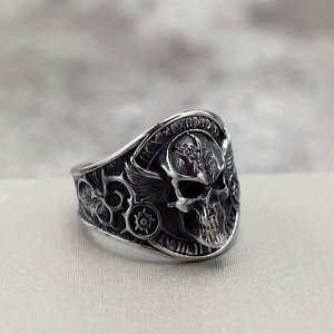 yunnique Stainless Steel Men's <b>Ring</b> <b>Skull</b> Design Hip Hop Style Fashion Jewelry Gift - Product Image 2