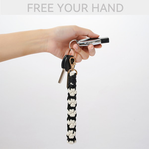 Cute Paw Design Handmade Woven Bracelet Wristlet <b>Keychain</b> Phone Charm Macrame Woven Boho Crochet Wrist Strap <b>Lanyard</b> <b>Keychain</b> - Product Image 4