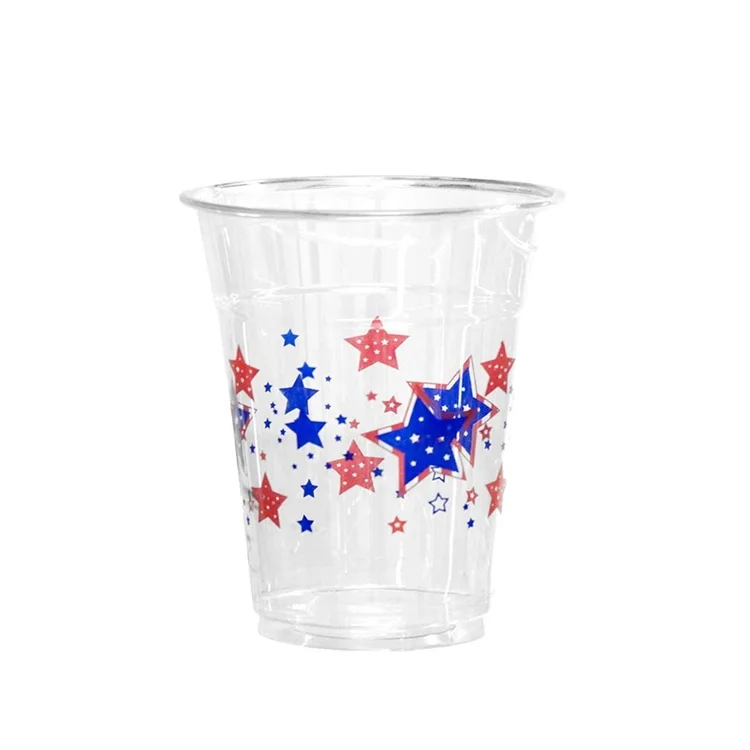 Одноразовая стеклянная чашка для смузи от производителя, чашка для кофе, пластиковая чашка для питомца с плоской крышкой и купольной крышкой