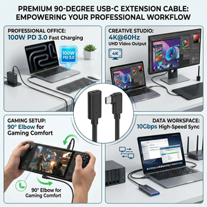 สายเคเบิล Type C ชาย-หญิง รองรับวีดีโอ 4K USB 3.1 Gen 2 100W 10Gbps ซิงค์ข้อมูลและชาร์จเร็ว สายต่อขยาย USB C - Product Image 3