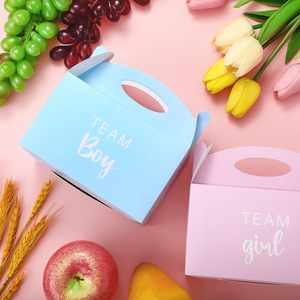 Boîtes de fête pour révélation de sexe, grands dossiers avec poignées, biodégradables, laminage mat pour garçons et filles, <span class=keywords><strong>anniversaire</strong></span> bleu rose - Product Image 5