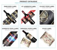 Étiquettes en papier adhésif imperméable personnalisées pour les bouteilles de vin, de whisky et de jus, avec gaufrage en feuille d'or, durables, permanentes, résistantes aux UV
