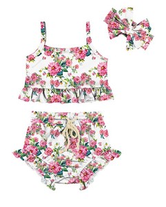 Conjuntos de Ropa para Bebés Niñas con Hermosas Flores Rosa Intenso, Ropa de Boutique para Bebés, Ropa de Verano para Niñas Pequeñas - Product Image 1