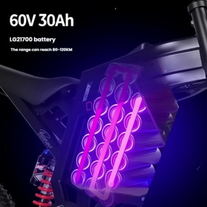 Bicicleta Eléctrica de 5 Velocidades 2026, Motor sin Escobillas de 3000W, Batería de 60V 30AH, Neumáticos Anchos, Todoterreno, Híbrida con Luces LED - Product Image 5