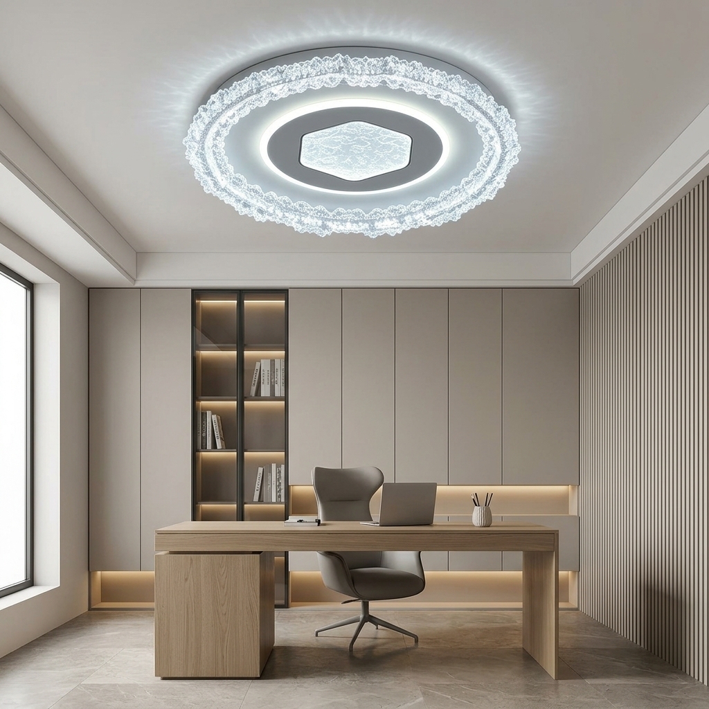 Contemporary Ceiling Lamp Double Layer Lace Rim High Brightness No Flicker Geometric Center Smart Home Decor Essential Item Buy