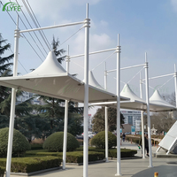 Auvent moderne en membrane tendue personnalisée Lyfe Community Leisure, tissu PVDF anti-âge, pour parc et garage extérieur