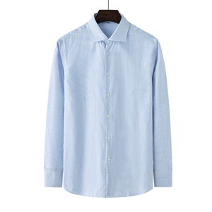 Camicie Casual da <span class=keywords><strong>Uomo</strong></span> <span class=keywords><strong>a</strong></span> Maniche Lunghe Più Popolari, <span class=keywords><strong>a</strong></span> <span class=keywords><strong>Righe</strong></span> <span class=keywords><strong>Blu</strong></span> <span class=keywords><strong>e</strong></span> Bianche, 100% Cotone Popeline Traspirante Antipiega - Product Image 3