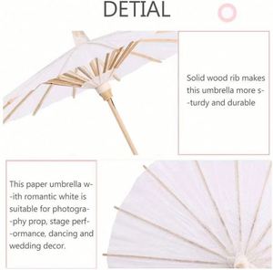 Parapluie en papier blanc en bambou chinois à faire soi-même, cadeau de mariage - Product Image 5